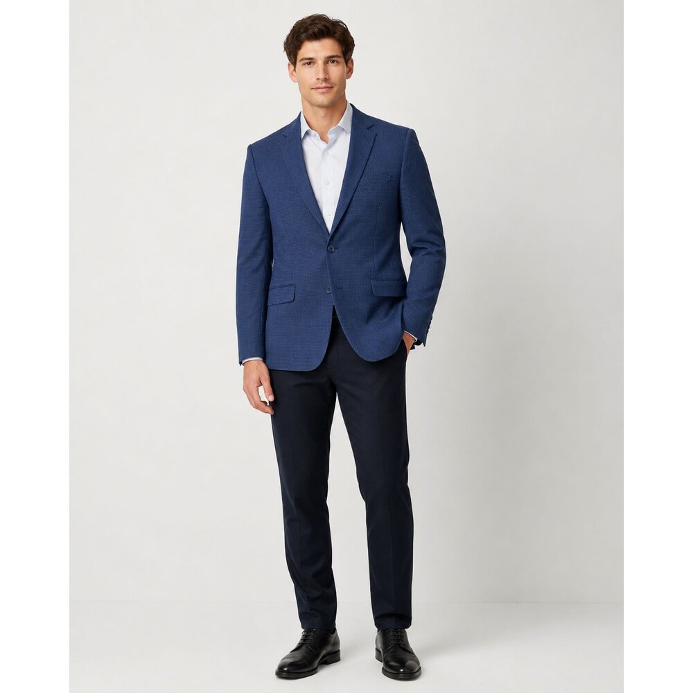 Express Men’s Slim Fit Blazer 42R Blue Micro Check Stretch NWT $328